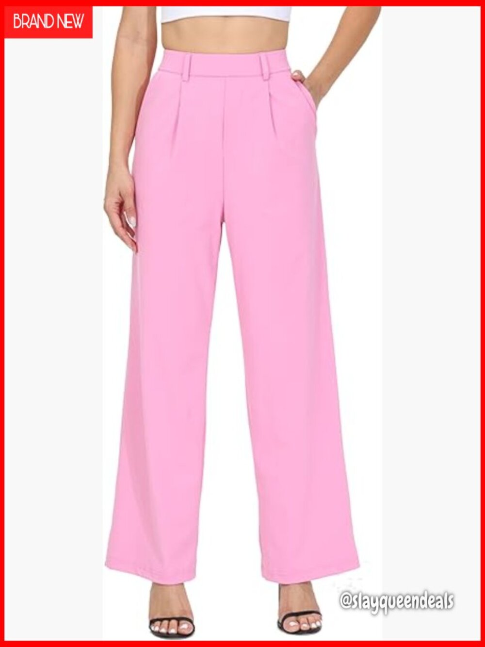 Wide Leg Stretch Sweatpants High Waist Pleated Office Yoga Pants - Picture 1 of 6